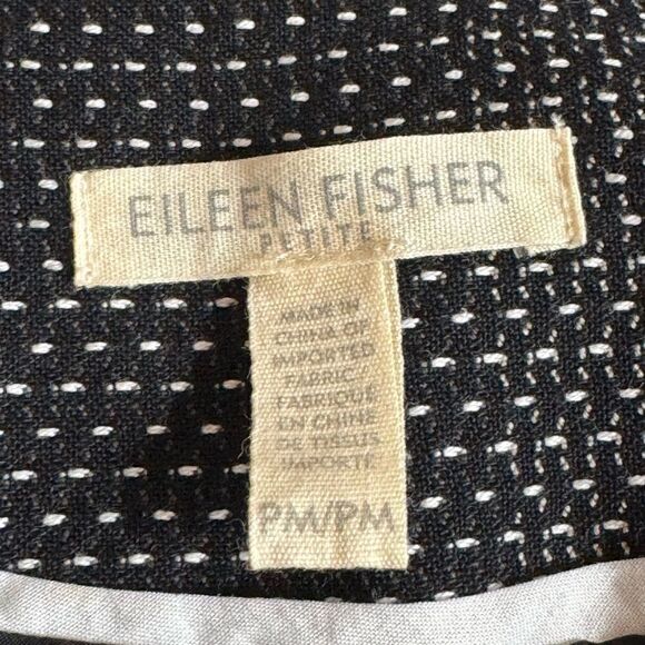 Eileen Fisher jacket Womens Sz M P tweed open Neck Blazer cotton Woven Patterns - Picture 10 of 10